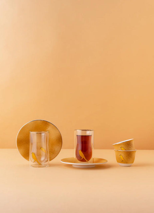 GC1 Double Wall Arabic Tea Coffee Set 18 Pcs Honey View 7 REEMA Art
