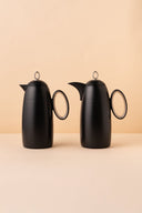 Al Khair Flask Set 2 Pcs Matte Black Silver Handle 1L Steel Insulated Arabic Flask 