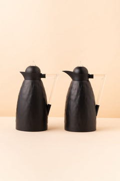 Aliaa Flask Set 2 Pcs Black Matt Acrylic Handle 1L Steel Insulated Arabic Flask REEMA Art
