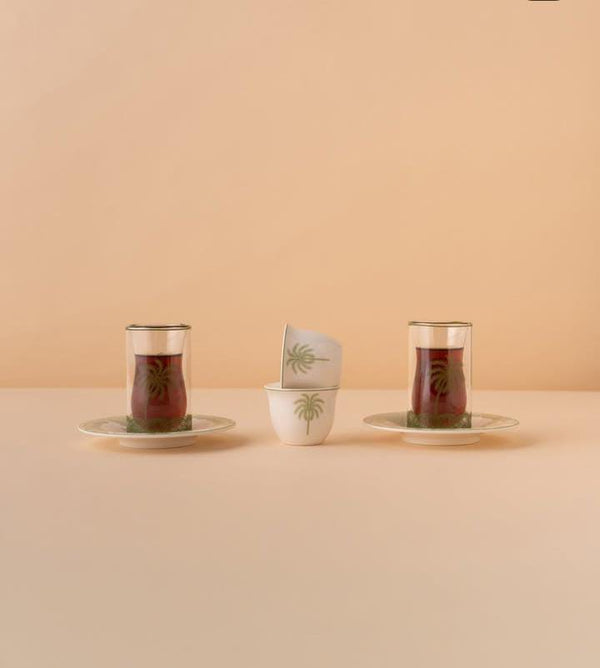  GC1 Double Wall Arabic Tea Coffee Set 18 Pcs Honey View 10 REEMA Art