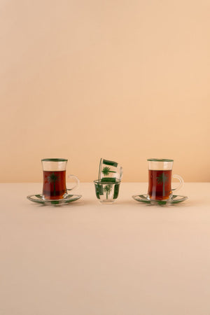 KL83 Arabic Tea Coffee Set 18 Pcs Matt Gold Side View REEMA Art
