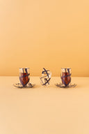 GC1 Double Wall Arabic Tea Coffee Set 18 Pcs Honey 6 Tea Cups 6 Saucers 6 Cawa Cups REEMA Art