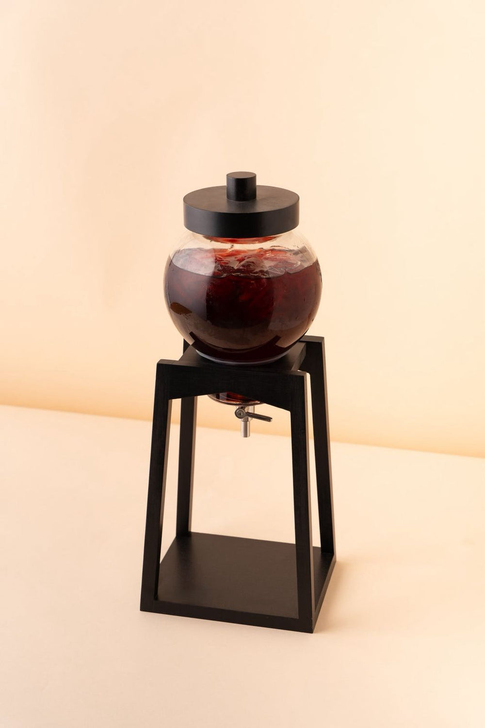 ZW10 Drink Dispenser 2L Black Bamboo Wood Base Glass Dispenser REEMA Art

