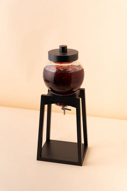 ZW10 Drink Dispenser 2L Black Bamboo Wood Base Glass Dispenser REEMA Art
