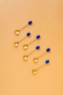 TS1 Stainless Steel Teaspoon Set 6 Pcs Matt Gold Blue Detail View REEMA Art
