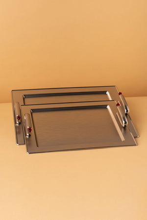 TP2 Rectangular Steel Serving Tray Set 2 Pcs View 4 REEMA Art
