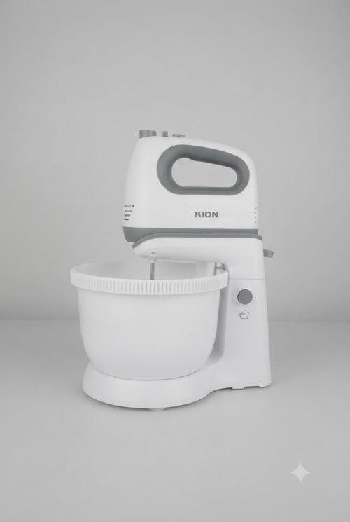 Kion Hand Mixer 300W 3.5L Bowl 5 Speeds Turbo Silver White REEMA Art

